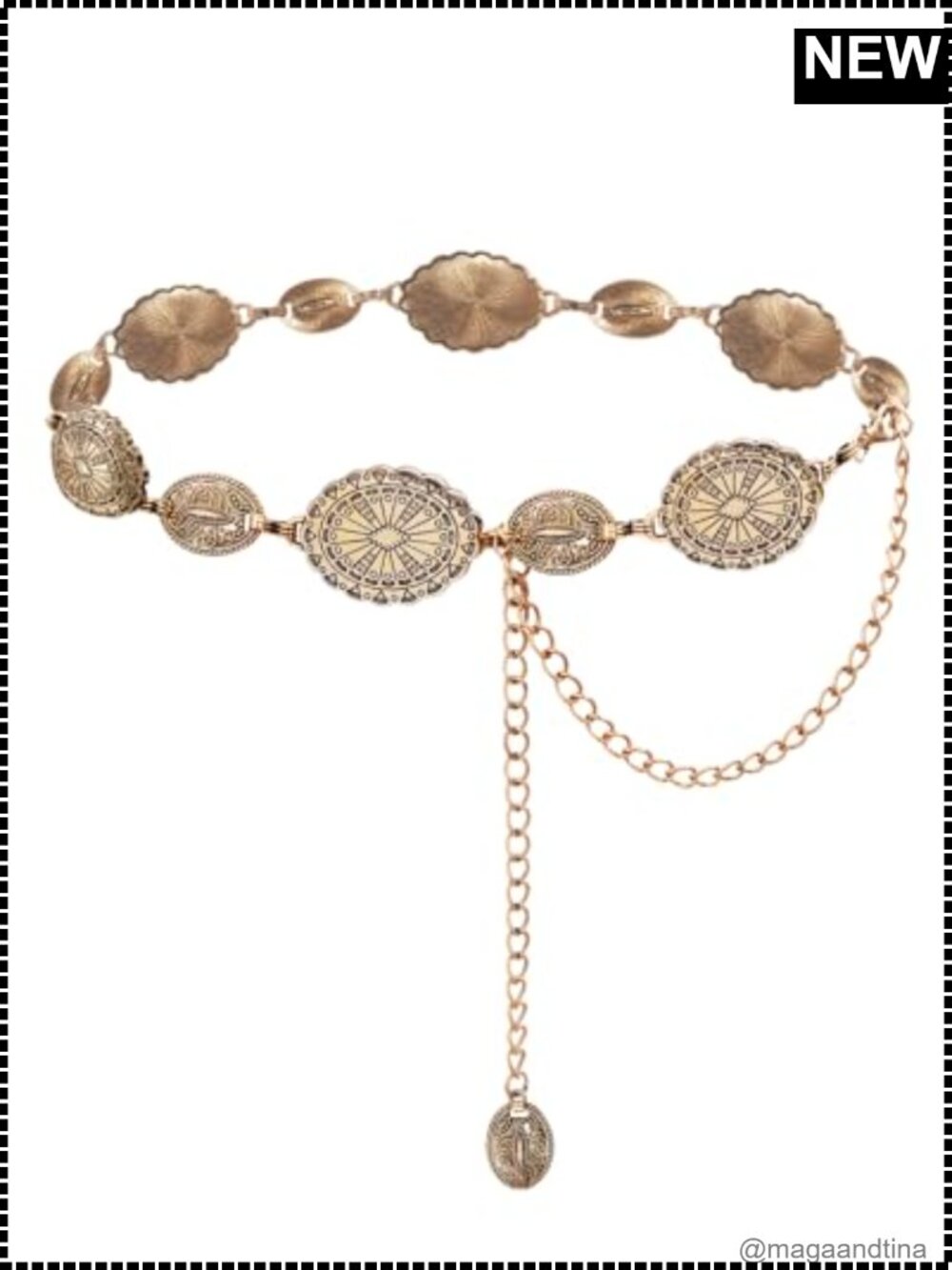 Western Metal Concho Chain Belt for Women Cowgirl Waist Belt